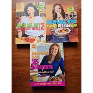 3 Rachel Ray Cookbooks - 30 Min Meals Get Real & 30 Minutes 2 & 365 Meals PBs